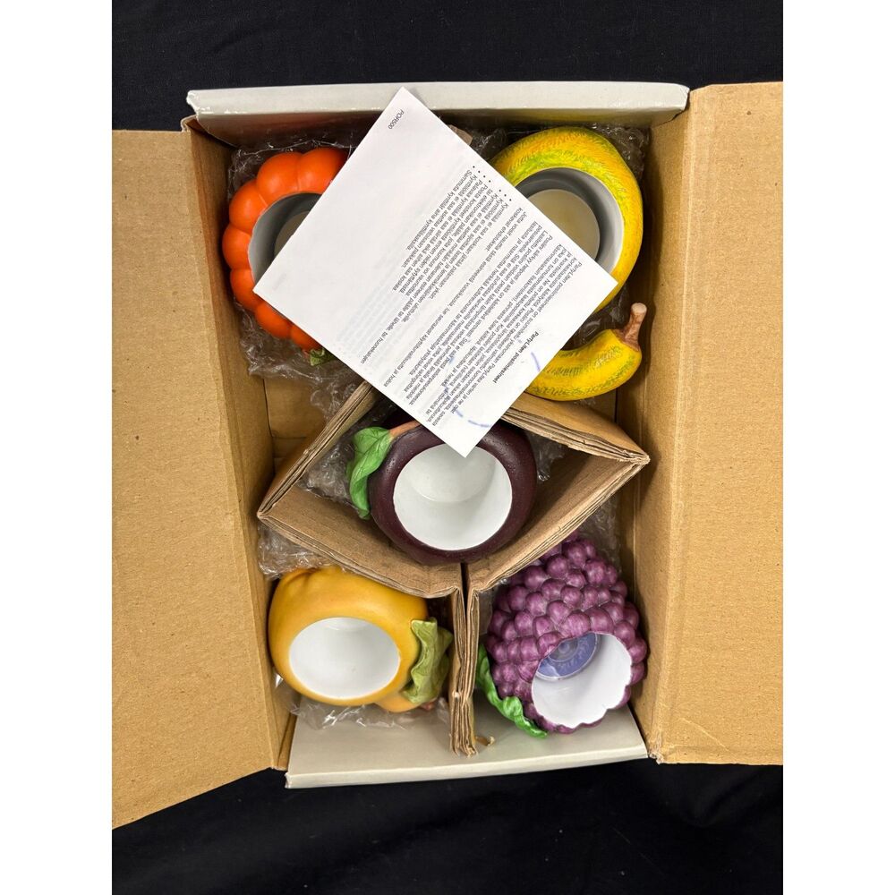 Vintage 2001 PartyLite Harvest Medley P7258 5 Pc Fruit Votive Candle Holders Box - Picture 11 of 13
